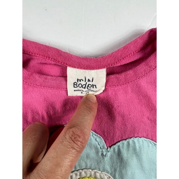 Mini Boden Pink Flower Applique Tee size 3 4 - Picture 7 of 8